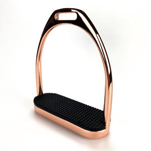 Paire de selles de cheval en acier inoxydable Western Riding Etriers Colorés Or Noir Rainbow Tread - Product Image 2