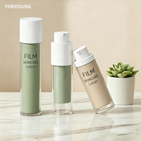 Ensemble de flacons airless rechargeables en PP rose et blanc, cylindres à double paroi pour sérum, emballage cosmétique, estampage or, faible MOQ, OEM