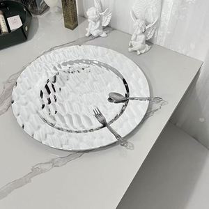 European-style Electroplated Silver Plastic Charger <b>Plate</b> for Weddings - Product Image 2