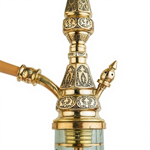Cachimba Egipcia Khalil Mamoon Shika Drakon de Latón Egipcio al por Mayor – Vástago de Latón Sólido de 48 cm con Grabado de Escamas de Dragón - Product Image 5