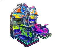 Machine de jeu vidéo de course de moto à deux joueurs, simulateur d'arcade à monnayeur pour parc d'attractions intérieur, en plastique
