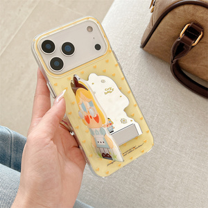 Coque de téléphone portable avec support miroir rabattable et motif Powerpuff Girls pour iPhone 17 Air 16 15 Pro Max, avec support Crybaby et dos mignon et amoureux - Product Image 5