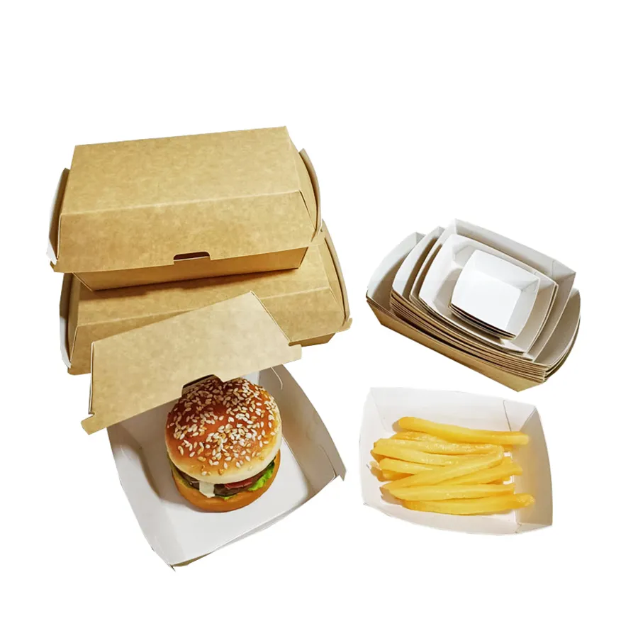 Atacado Custom Printing Fast Food Take Away Burger Box Package Paper Para Party