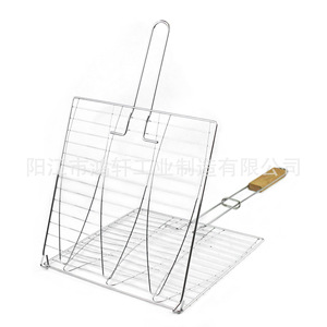 Filet de cuisson carré en maille pour barbecue avec poignée en bois, durable pour la cuisson en extérieur Hx S020 - Product Image 3