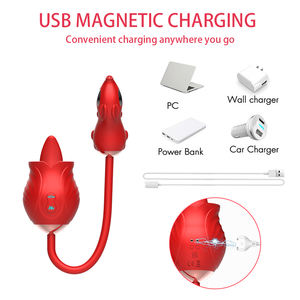 Vibrator Masturbator Wanita 2-in-1 Rose, Getaran Listrik, Lidah Berkepala Dua, Sensasi Menjilat, Getaran, Tahan Air IPX7, Sensasi Sentuhan Nyata - Product Image 5