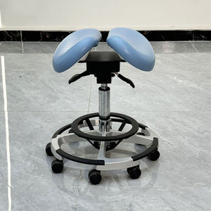 Sillón de Salón de Belleza de Acero Inoxidable Azul de Lujo con Base Dorada, Color Personalizable, Altura Ajustable, Giratorio 360 Grados, para Pedicura/Dental - Product Image 1