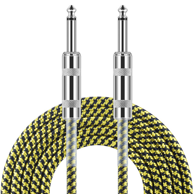 Heavy Duty Electric Guitar Cable 6.35mm TS Mono Audio Cord with Noise Suppression - 3/6/10 Meters for Bass Amp & Pedalboard