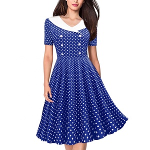 Robes de bal rockabilly vintage des années 50 et 60, robes de soirée évasées à manches des années 1950, vêtements de fête à pois, robe swing - Product Image 2