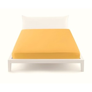 BIANCALUNA - Sábana Ajustable Amarilla de 120x200 cm con Líneas de Color - Product Image 1