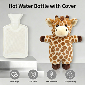 <span class=keywords><strong>Bouillotte</strong></span> en caoutchouc de qualité supérieure avec housse mignonne licorne <span class=keywords><strong>girafe</strong></span> - Product Image 3