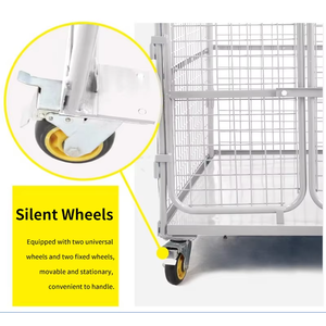 Contenitore a Rotelle per Lavanderia Resistente in Acciaio Zincato Pieghevole Carrello Logistico Personalizzato per Stoccaggio Merci - Product Image 3