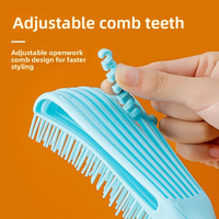 Brosse à cheveux démêlante MJ Custom Logo 9 rangées Denman, poils en nylon, manche en plastique, peigne à poux laser pour usage domestique et professionnel en salon de coiffure