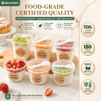 Gobelets à pudding jetables en plastique PP avec couvercle 220ml 280ml transparents, anti-fuite, qualité alimentaire, pour yaourt, mousse, dessert, lait
