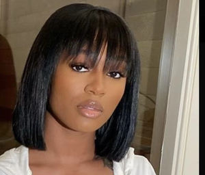 Peluca Bob de Doble Trama Hecha a Máquina, 100% Cabello Remy Vietnamita, Sin Pegamento, con Flequillo Liso, Color Natural, para Mujer - Product Image 4