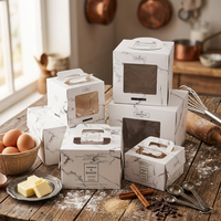 Boîte à gâteau surélevée personnalisée de 4, 6 et 8 pouces avec logo imprimé en relief, emballage portable pour gâteaux et desserts
