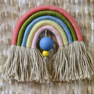Handmade Essentials Yarn Wall Hanging Rainbow Nursery Home <b>Decor</b> Fibber Rainbow - Product Image 1