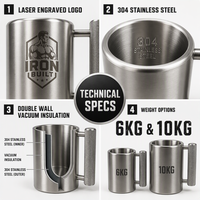 Tasse haltère personnalisée 6kg/100ml en acier inoxydable 304 de qualité alimentaire, cadeau de musculation, logo durable, tendance, argenté, pour la maison et la salle de sport