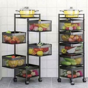 Chariot de rangement rotatif carré pour la maison, 2 à 5 niveaux, en acier au carbone peint, pour légumes de cuisine - Product Image 3