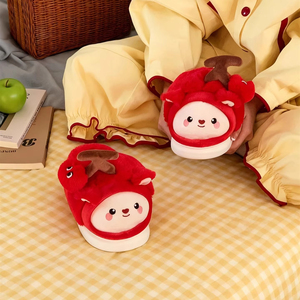 Xixitiao 2025 Anh Đào Mèo Dép Đi Trong Nhà Cho Phụ Nữ Màu Đỏ Sang Trọng Nhà Giày Với Không-Trượt Duy Nhất Ấm Cúng Dễ Thương Sinh Viên Mùa Đông Trong Nhà Nhà Slide - Product Image 2