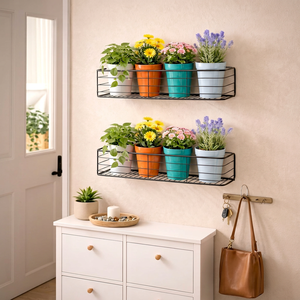 Étagère murale moderne en métal pour plantes, support mural en métal avec revêtement en poudre, étagère suspendue pour fleurs et plantes vertes, design minimaliste - Product Image 4