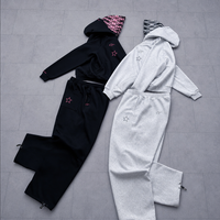 Survêtement personnalisé pour homme avec doublure de capuche en jacquard imprimé étoiles, 100% coton, délavé à l'acide, streetwear lourd, fabricant OEM/ODM