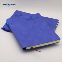Zeamor Marque ECO Calendrier Logo A5 Personnalisé Doublé Journal Vintage Ruban Page Marqueur Bleu Cahier Et Stylo Ensemble Kits