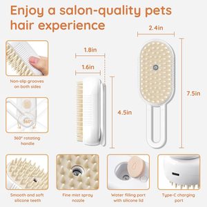 New Pet Brush 3-In-1 Steamy Brush Grooming Hair <b>Massage</b> Comb Self Cleaning Hair Remover Spray Steam Hair Brush - Product Image 4