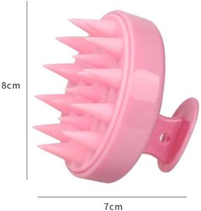 Brosse à shampooing en silicone avec manche en plastique écologique, design rond imperméable, brosse de massage du cuir chevelu - Product Image 3