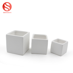 Usine en gros pas cher petit cube mini carré <span class=keywords><strong>blanc</strong></span> en céramique succulentes planteur pot de fleur - Product Image 4