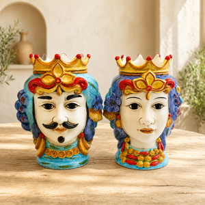 Maceta de Cerámica <span class=keywords><strong>Siciliana</strong></span> Tradicional, Pintada a Mano, Estilo Mediterráneo, Florero con Forma de Cabeza Maureta, Decoración de Jardín - Product Image 1