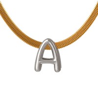 Collier tendance en acier inoxydable plaqué or 14 carats avec chaîne à maillons et pendentif lettre pour anniversaire
