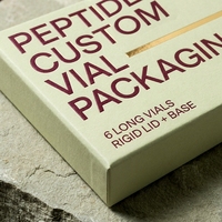 Boîte rigide personnalisée avec couvercle et base verts pour 6 flacons de peptides, impression offset sur éponge
