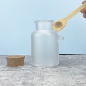 <b>Empty</b> 100ml 200ml 300ml Round Body Scrub Matte Plastic Bath Salt Bottle With Cork and Spoon Cosmetic Packaging - Product Image 5