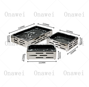Onawei Dubai árabe Hotel <span class=keywords><strong>restaurante</strong></span> suministros Catering plata Metal pan <span class=keywords><strong>comida</strong></span> fruta servir Buffet elevadores conjunto y soportes estante - Product Image 5