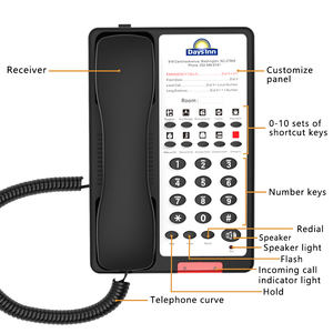 Teléfonos con cable para habitación de hotel con logotipo personalizado, teléfono inalámbrico fijo ABS resistente al agua para juego de teléfono de hotel - Product Image 5