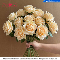 Nouvelles fleurs artificielles Dalian Chermy pour décoration de mariage, roses au toucher réel, roses en latex blanc de haute qualité, taille moyenne