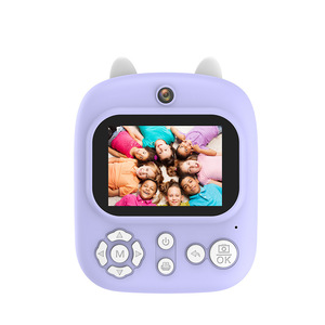 Appareil photo numérique pour enfants Cartoon Horn, tout-en-un, impression instantanée, double objectif, selfie, jouet éducatif de poche pour tous les jours - Product Image 1
