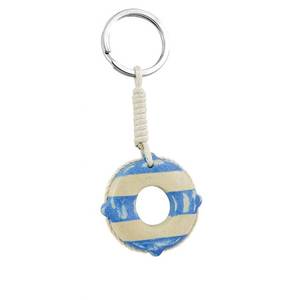 Mini porte-clés Lifebuoy bleu et blanc rayé, design nautique - Product Image 1