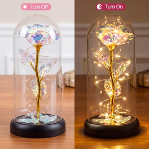 ช่อดอกไม้ประดิษฐ์สุดสร้างสรรค์พร้อมไฟอะคริลิคเรืองแสงสีทอง ของขวัญสำหรับตกแต่งห้องนอนและห้องทำงาน - Product Image 2