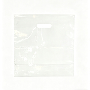 Sac <span class=keywords><strong>de</strong></span> courses en PE transparent avec soufflet <span class=keywords><strong>de</strong></span> fond, imperméable, avec poignées, pour boulangerie et vente au détail, personnalisable avec logo - Product Image 3