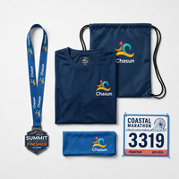 Kit d'accessoires personnalisés pour événement de course de marathon : Médaille de finisseur, T-shirt, Sac à cordon, Serviette, Dossard, Logo personnalisé, Équipement de course