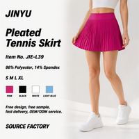 Jupe de tennis plissée pour femme, taille élastique, mini-jupe en tissu extensible et lisse, polyester et élasthanne, rose, pour le sport en plein air