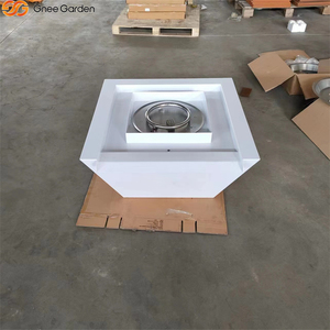 Brasero carré en acier corten avec cascades et pique-flamme - Décoration de chauffage extérieur écologique blanche pour bord de piscine et jardin - Product Image 5
