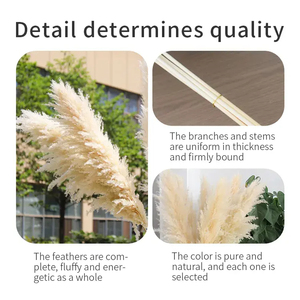 Decoración de Hierba de Pampas Artificial Esponjosa para Navidad, Bodas y Uso Doméstico - Tallos Altos - Product Image 3