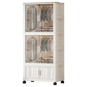 Casa due porte vestiti per bambini in plastica pieghevole appendiabiti Multi-strato armadio armadio pieghevole - Product Image 4