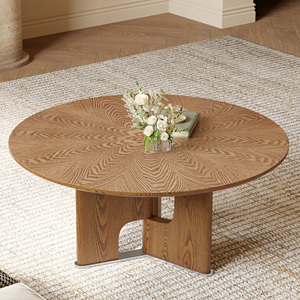 Modern Durable Decorative Round Ash Wood Veneer <b>Coffee</b> <b>Table</b> for Small Living Room - Product Image 4