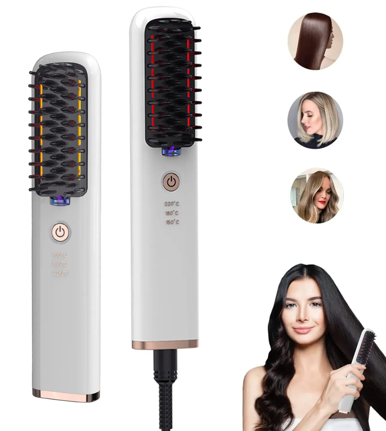 Beauty Infrarot Straight Brush Haarkamm Haar glättung behandlung Elektrische drahtlose Haar glätter bürste