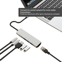Station d'accueil 6-en-1 Type C avec port Ethernet 100 Mbps pour smartphones, tablettes, Nintendo Switch - Hub multifonction polyvalent