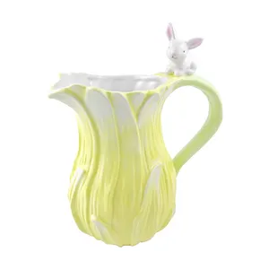 Jarra de água de cerâmica decorativa, jarra de coelho com logotipo personalizado