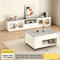 Table basse relevable multifonctionnelle moderne 2-en-1 convertible et mobile pour salle à manger et salon
